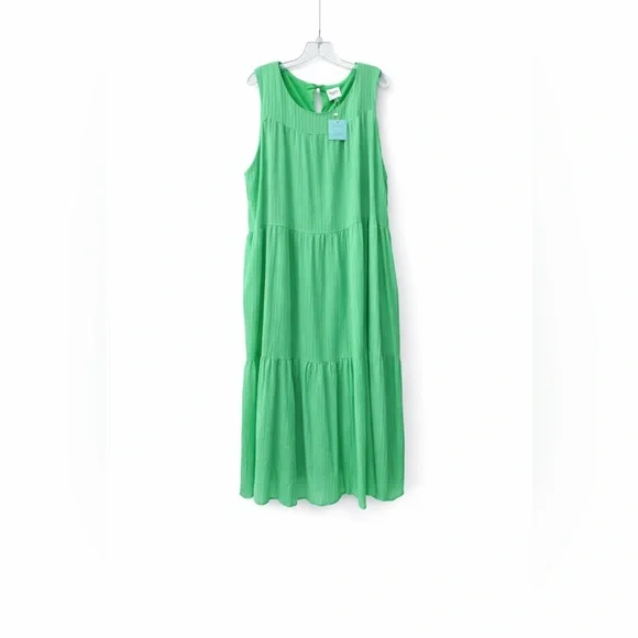 Hayden Emerald Green Tiered Maxi Flowy Sleeveless Summer Statement Dress 2XL - Picture 2 of 11